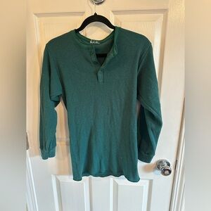 Vintage Green Waffle Knit Henley Shirt